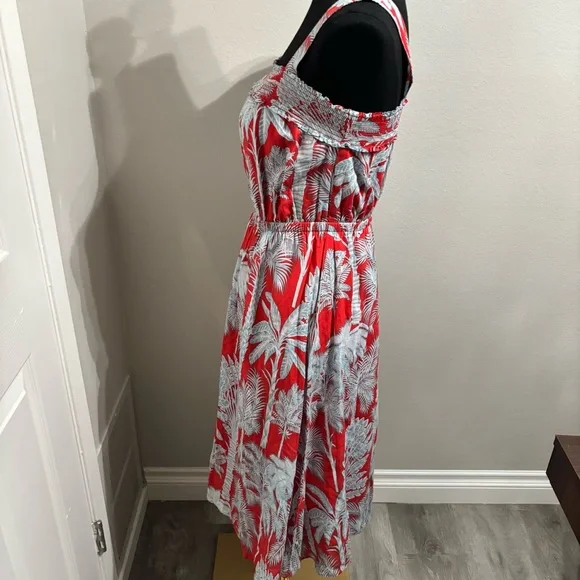 Talbots Oasis Palm Voile Fit and Flare Dress Size 2 Petite Resortwear Beach Vaca - Picture 3 of 8